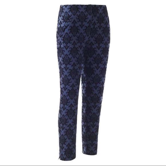 Chico’s Marseille Flocked Damask Ponte Pull On Ankle Pant NWT - Picture 1 of 13